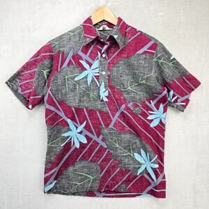 Vtg Tropicana Hawaiian Shirt Medium 70s Floral BarkCloth Polynesian Tiki *FLAWS*